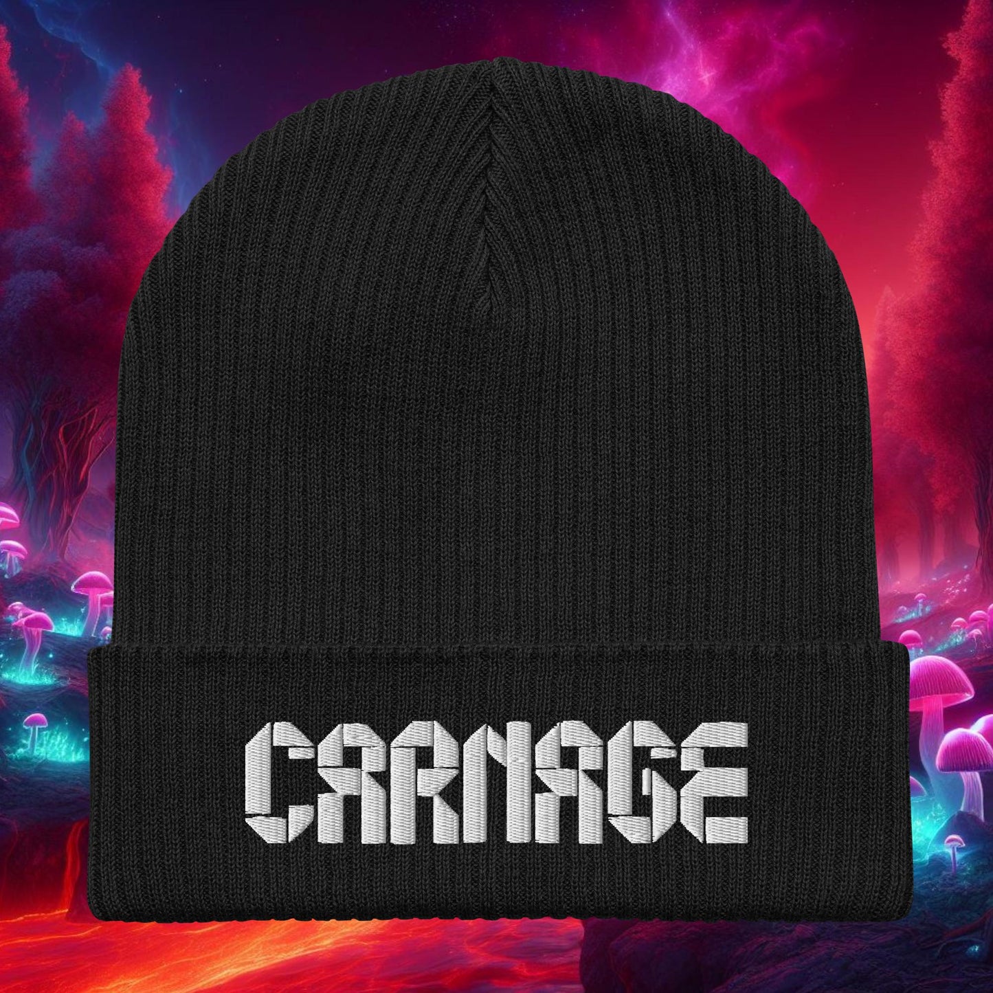 Carnage Organic ribbed beanie